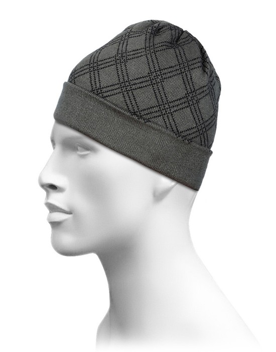 Acrylic Check Design Cap Dark Grey For Unisex