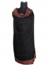Wool blend shawl Plain with  stripes border black