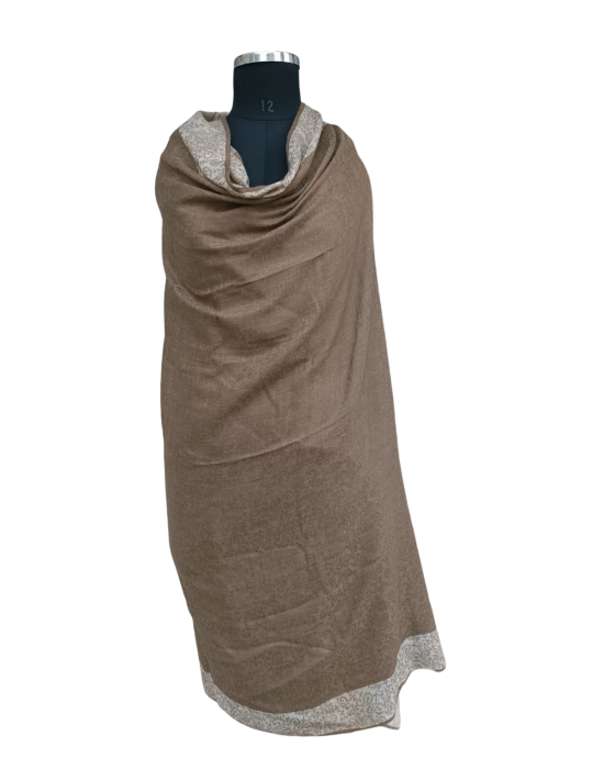  women self  designer border brown shawls