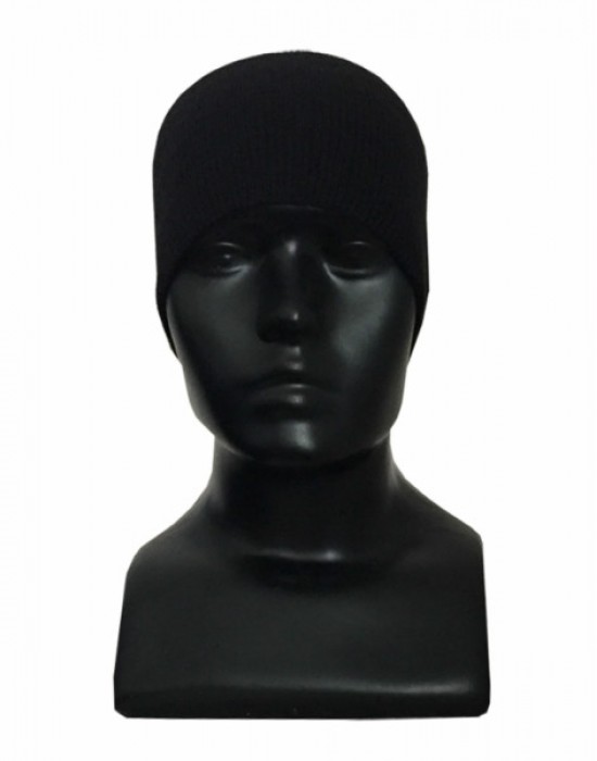 Kids pure wool plain cap black