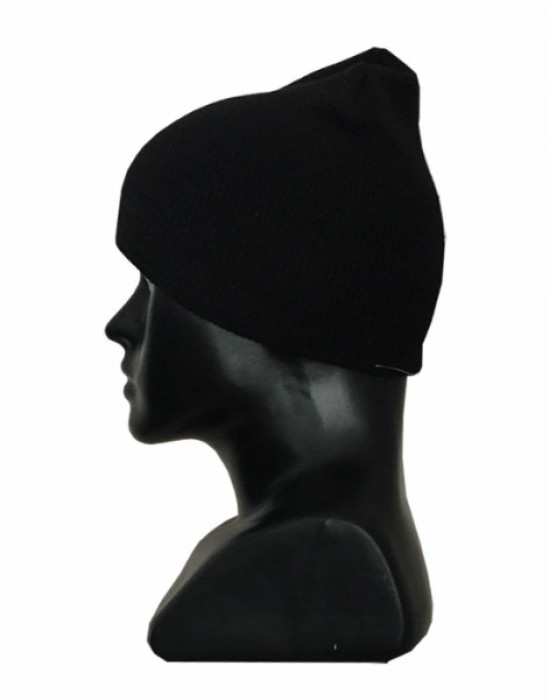 Kids pure wool plain cap black