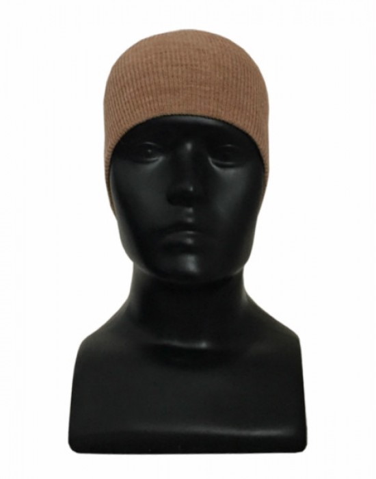 Kids pure wool plain cap camel