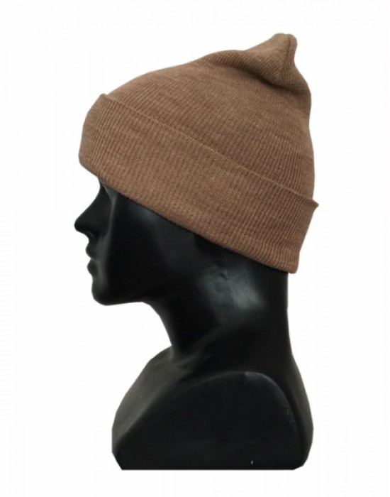 Kids pure wool plain cap camel