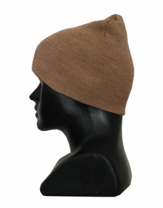 Kids pure wool plain cap camel