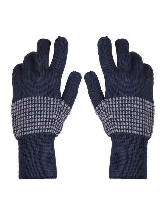 Pure Wool Hand Gloves Designer Navy