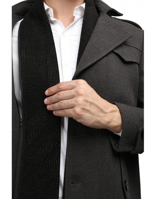 Men Regular Length Coat Deep Brown Color
