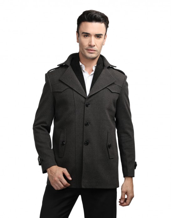 Men Regular Length Coat Deep Brown Color