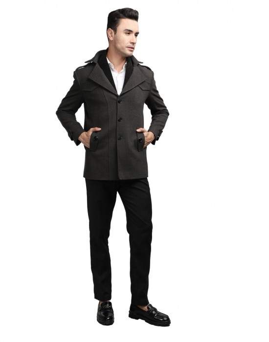 Men Regular Length Coat Deep Brown Color