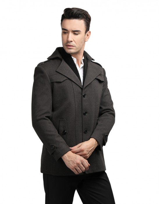 Men Regular Length Coat Deep Brown Color