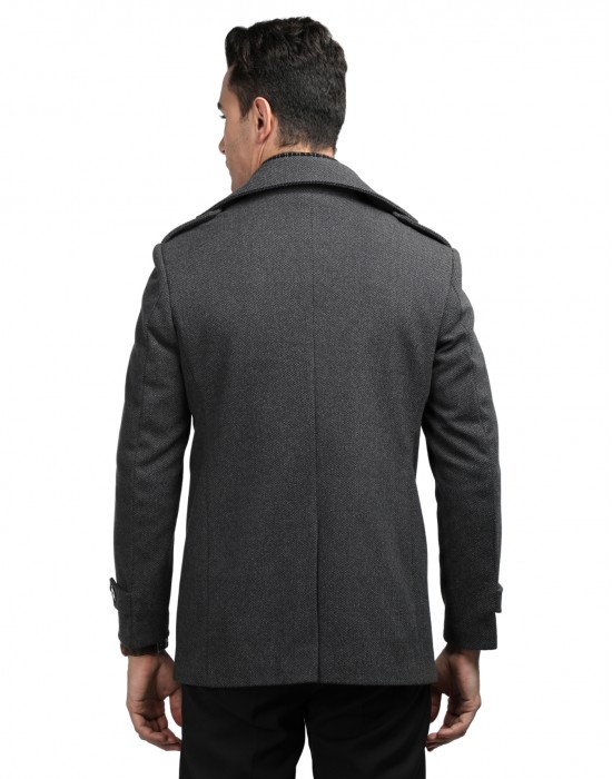 Men Regular Length Coat Pewter Grey Color