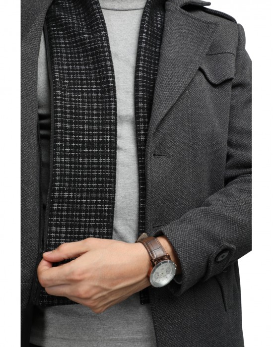 Men Regular Length Coat Pewter Grey Color