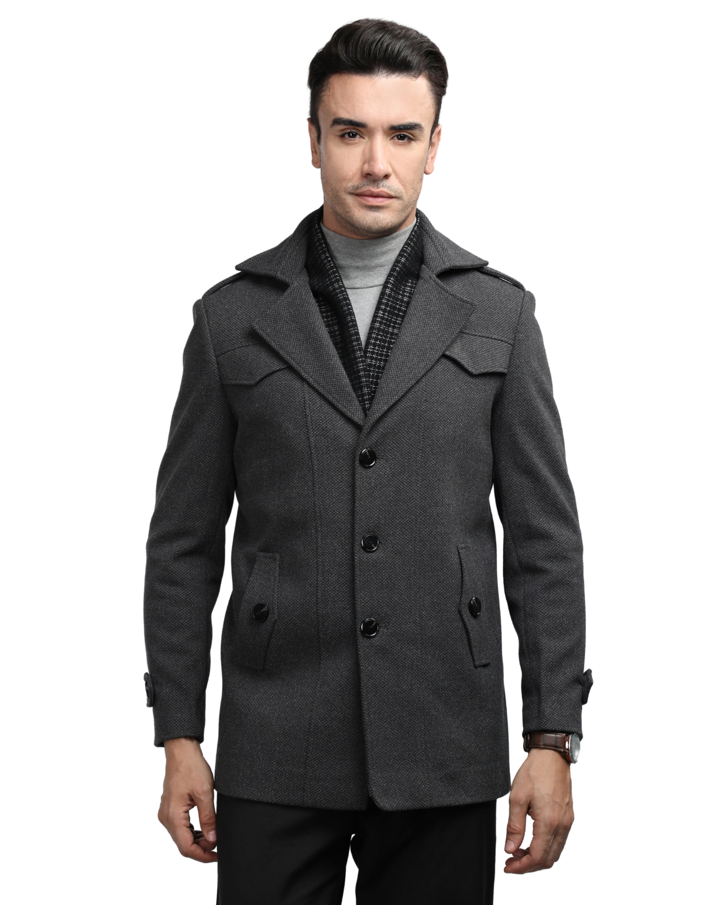 Shop Men Regular Length Coat Pewter Grey Color at Woollen Wear
