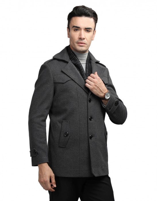 Men Regular Length Coat Pewter Grey Color
