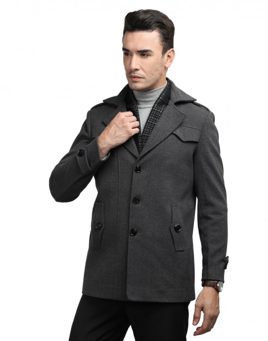 Men Regular Length Coat Pewter Grey Color
