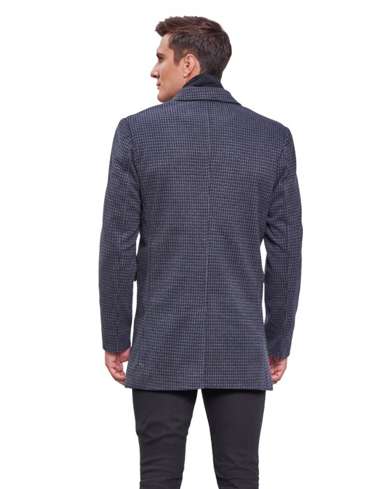 Men Regular Length Coat Blue Color