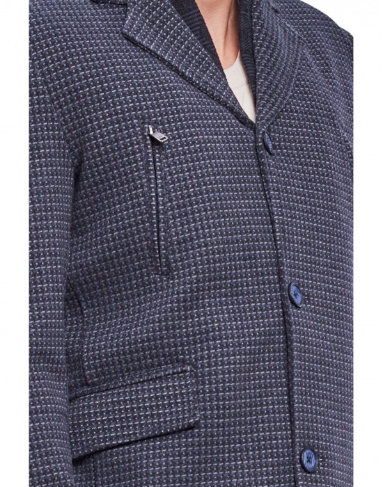 Men Regular Length Coat Blue Color