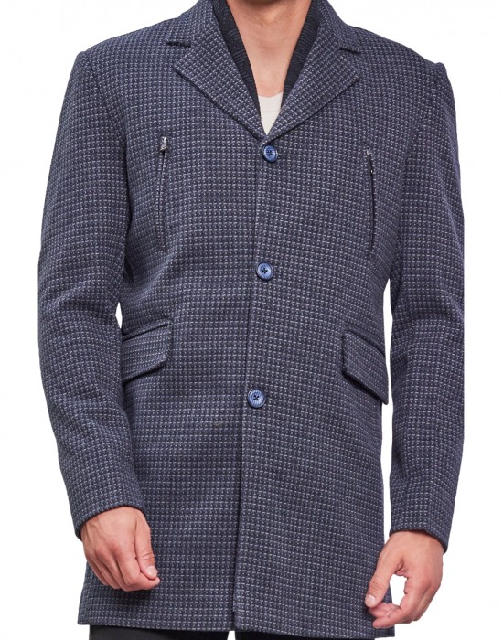 Men Regular Length Coat Blue Color