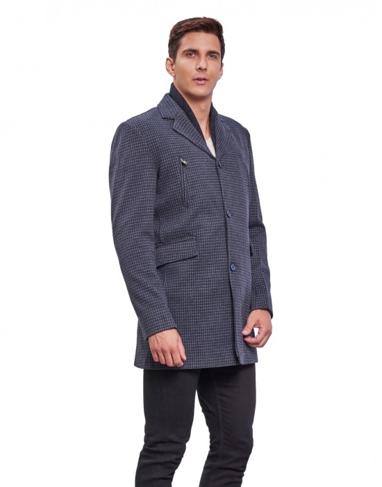 Men Regular Length Coat Blue Color