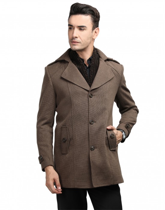 Men regular length Coat Cinnamon Color