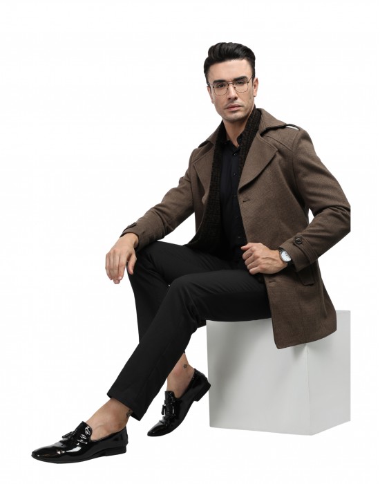 Men regular length Coat Cinnamon Color
