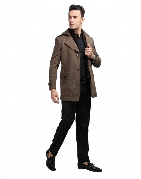 Men regular length Coat Cinnamon Color