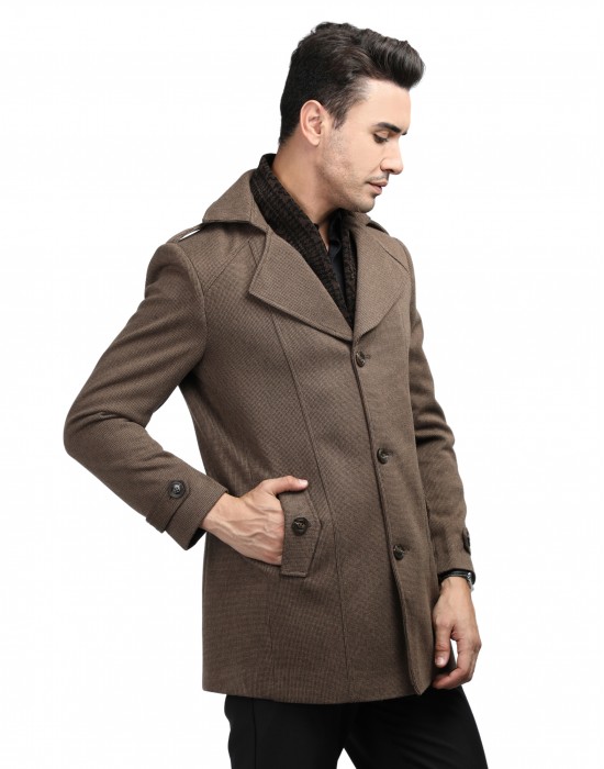 Men regular length Coat Cinnamon Color