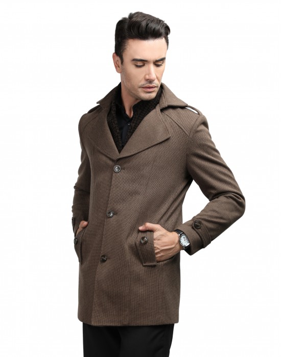 Men regular length Coat Cinnamon Color