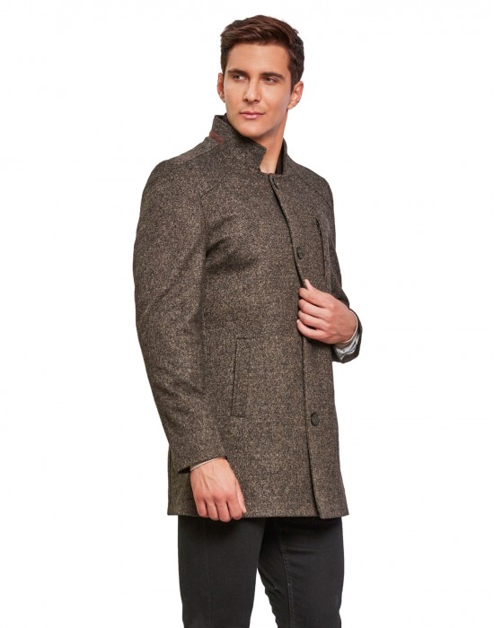 Men Regular Length Coat Brown Color