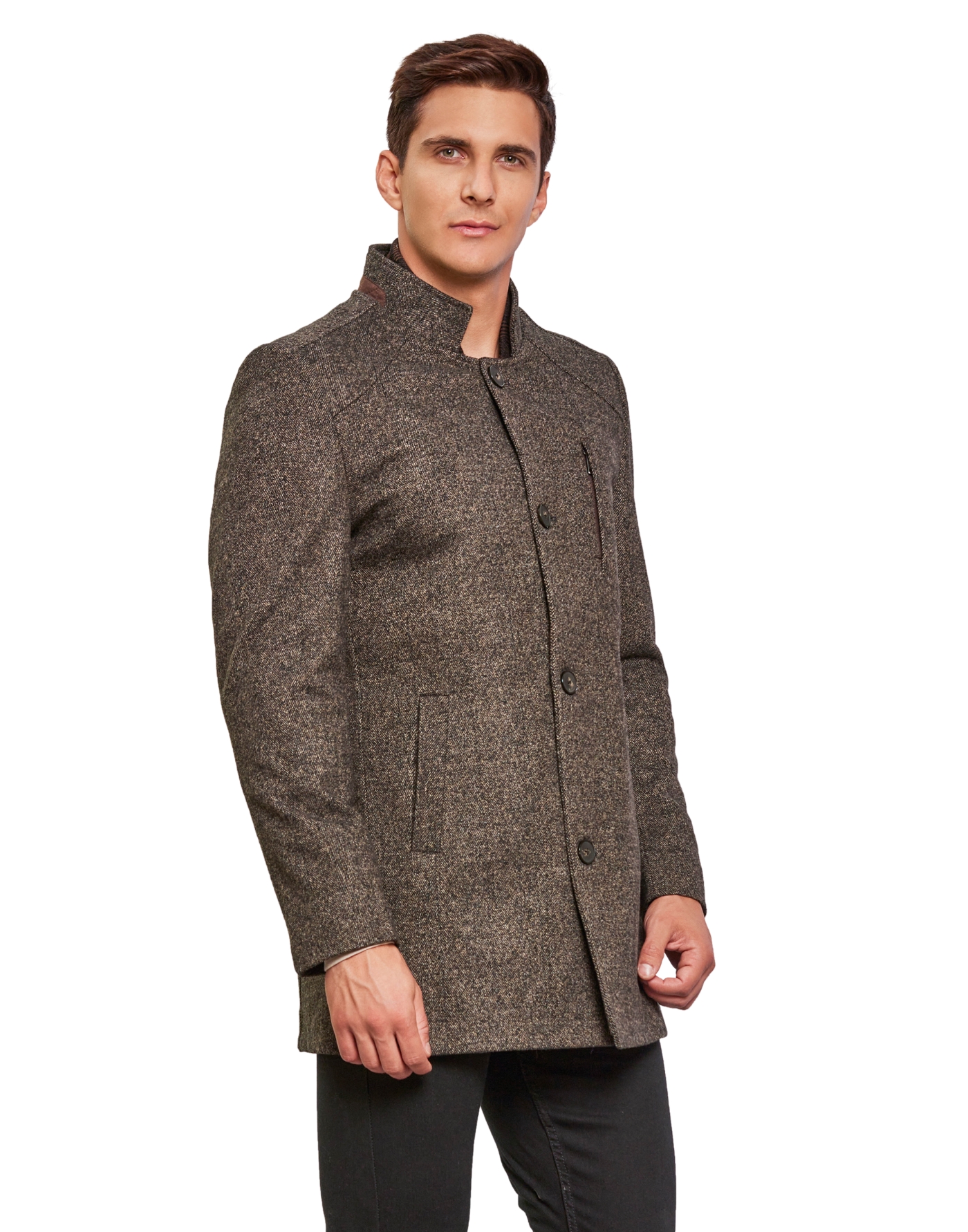 Shop Men Regular Length Coat Brown Color at Woollen Wear
