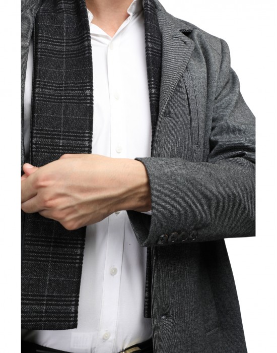 Men regular length Coat Steel Color