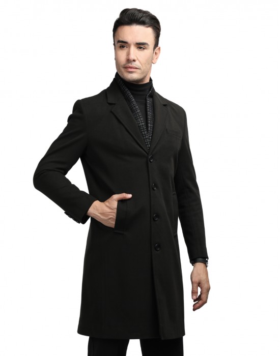 Men long length Coat Black Color