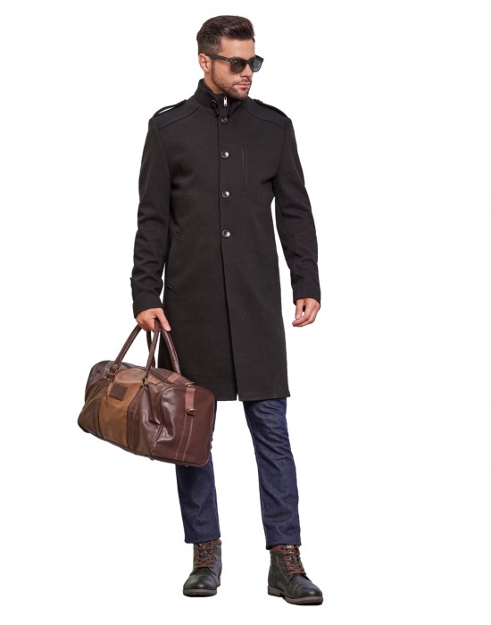 Men Super Long Coat Black Color