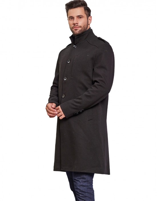 Men Super Long Coat Black Color