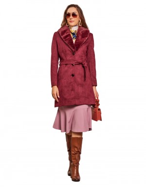 Women  Coat Wine Color