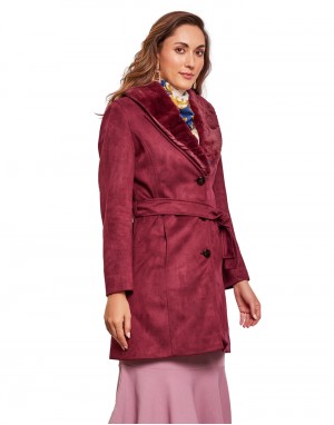 Women  Coat Wine Color