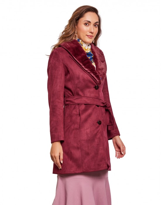 Women  Coat Wine Color