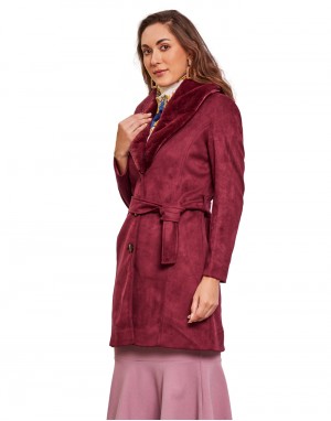 Women  Coat Wine Color
