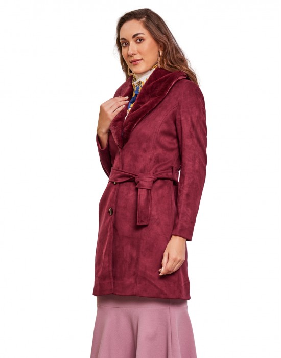 Women  Coat Wine Color