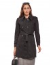 Women Double brested Trench Coat Coat Black Color