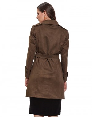 Women Double brested Trench Coat Coat Olive Color