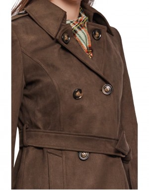 Women Double brested Trench Coat Coat Olive Color