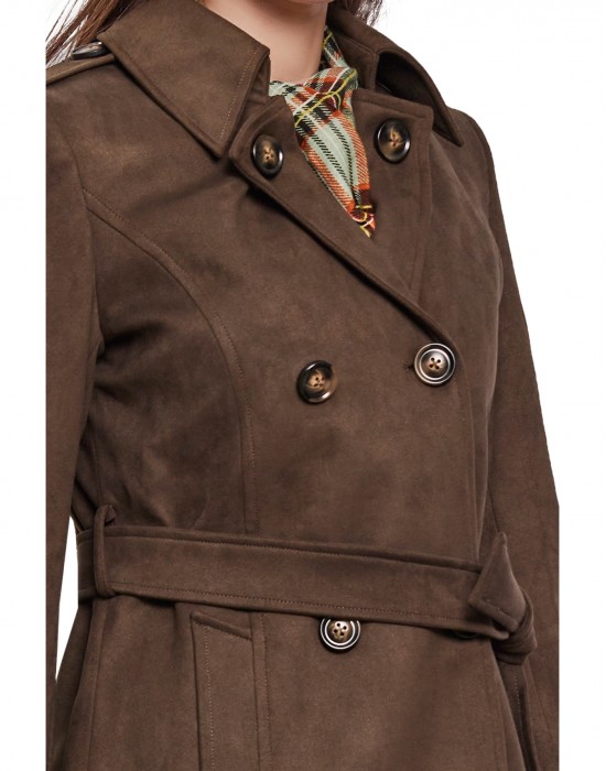 Women Double brested Trench Coat Coat Olive Color