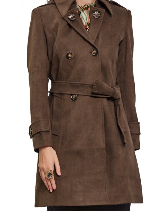 Women Double brested Trench Coat Coat Olive Color