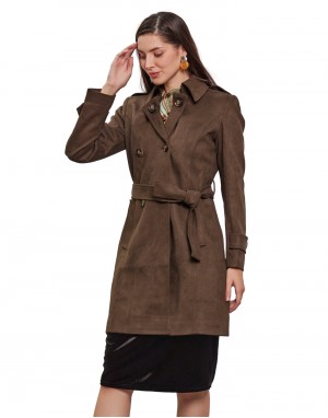 Women Double brested Trench Coat Coat Olive Color