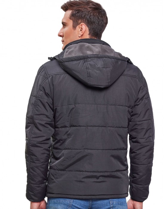 Mens Jacket Full Sleeve with Fur Black