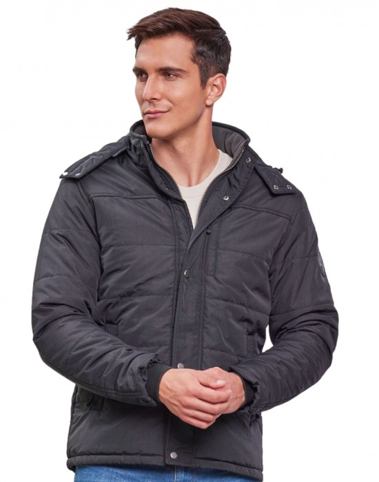 Mens Jacket Full Sleeve with Fur Black