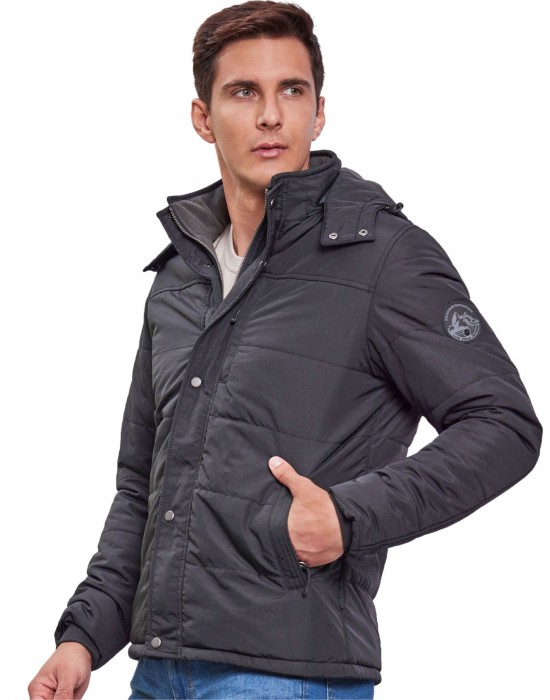 Mens Jacket Full Sleeve with Fur Black