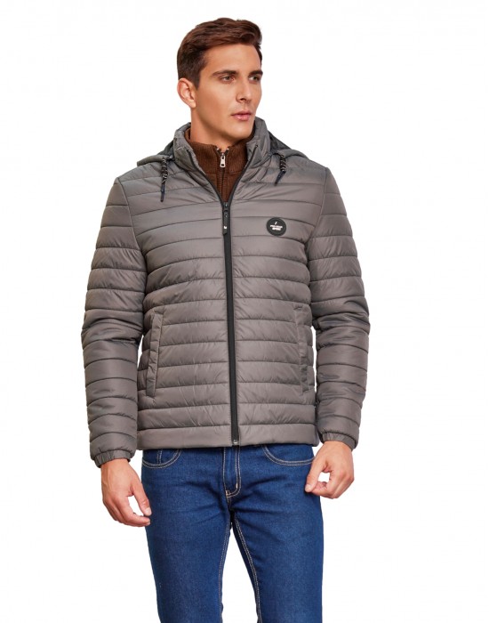 Men Packable Jacket Steel Color