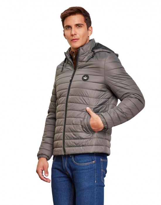 Men Packable Jacket Steel Color
