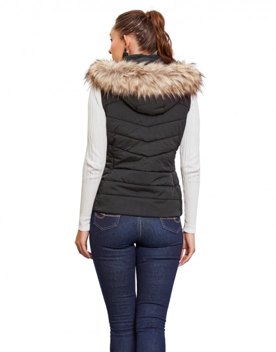 Women Sleeveless Jacket Sleeveless Black Color